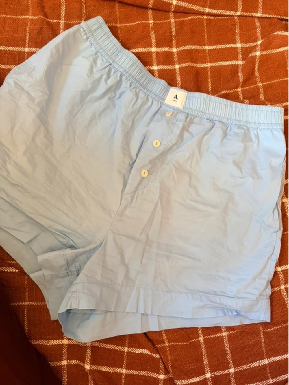 Anthropology blue boxer style shorts